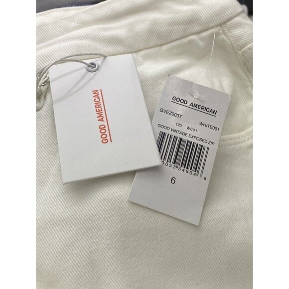 Good American Womens White Good Vintage High Waist Exposed Zip Jeans SZ‎ 6/28 - Picture 9 of 10